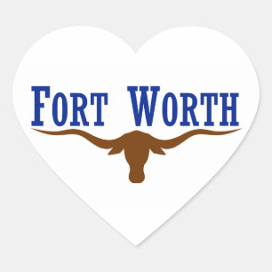 Fort Worth Flag Herz-Aufkleber