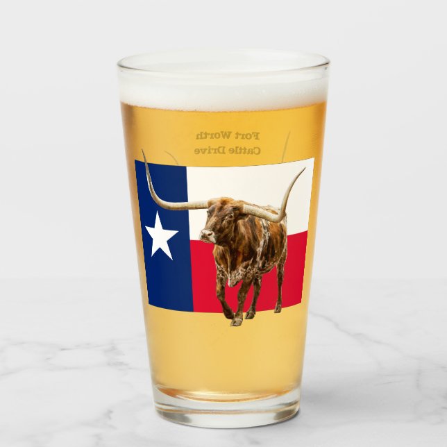 Fort Worth Longhorn, Bierglas Glas (Vorne (Gefüllt))