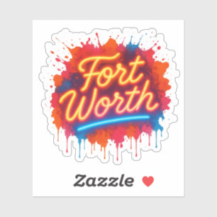 Fort Worth Neon Street Art Splash Design Aufkleber