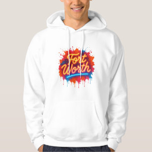 Fort Worth Neon Street Art Splash Design Hoodie