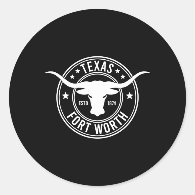 Fort Worth Runder Aufkleber (Vorderseite)