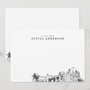 Fort Worth Skyline Sketch Personalisierte Mitteilu Mitteilungskarte
