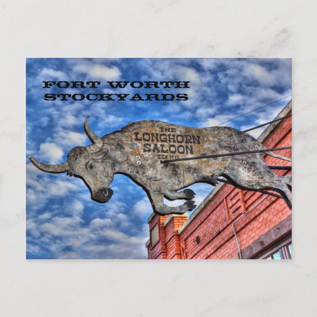 Fort Worth Stockyards: Der Longhorn-Salon Postkarte (Vorderseite)