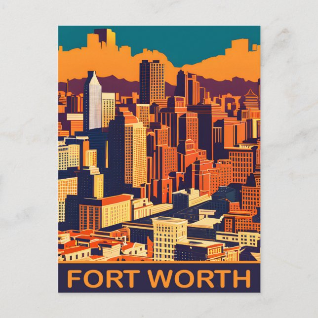 Fort Worth, Texas, City Skyline, Travel Postkarte (Vorderseite)