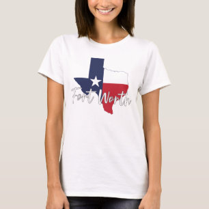 Fort Worth, Texas Flag Karte Frauen weiß T-Shirt