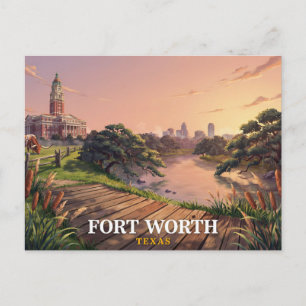 Fort Worth Texas Gerichtsgebäude Longhorn Reise Postkarte