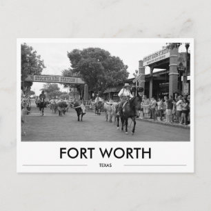 Fort Worth Texas Geschenk-Viehhöfe Schwarz & Weiß Postkarte