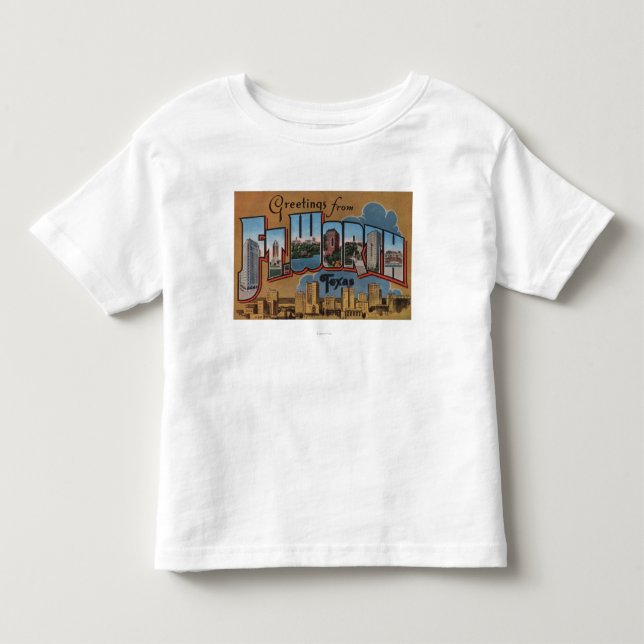Fort Worth, Texas - große Buchstabe-Szenen Kleinkind T-shirt (Vorderseite)