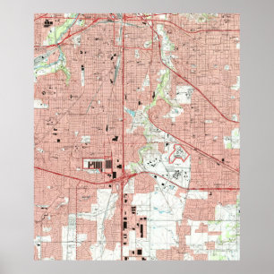 Fort Worth Texas Map (1995) Poster