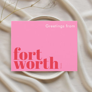 Fort Worth Texas modern rosa rot Postkarte