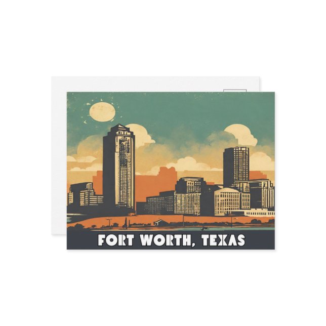 Fort Worth, Texas Postkarte (Vorderseite/Rückseite Beispiel)