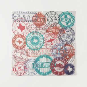 Fort Worth Texas: Reise Briefmarke. Wandteppich