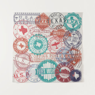 Fort Worth Texas: Reise Briefmarke. Wandteppich