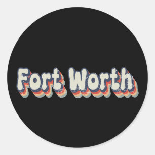 Fort Worth Texas Retro abgenutzte Kunst Runder Aufkleber