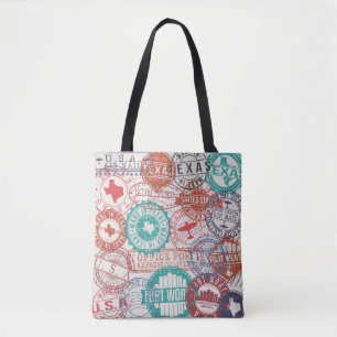 Fort Worth Texas Set der Briefmarke. Briefmarke. M Tasche