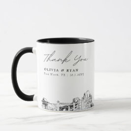 Fort Worth Texas Sketch Simple Custom Wedding Tass Tasse