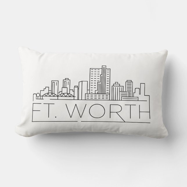 Fort Worth, Texas Skyline Lumbar Pillow Lendenkissen (Vorderseite)