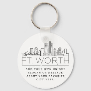 Fort Worth, Texas Stylized Skyline   Benutzerdefin Schlüsselanhänger