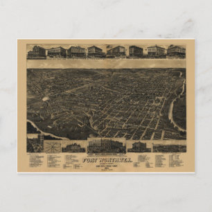 Fort Worth, Texas Vogelperspektive 1886 Postkarte