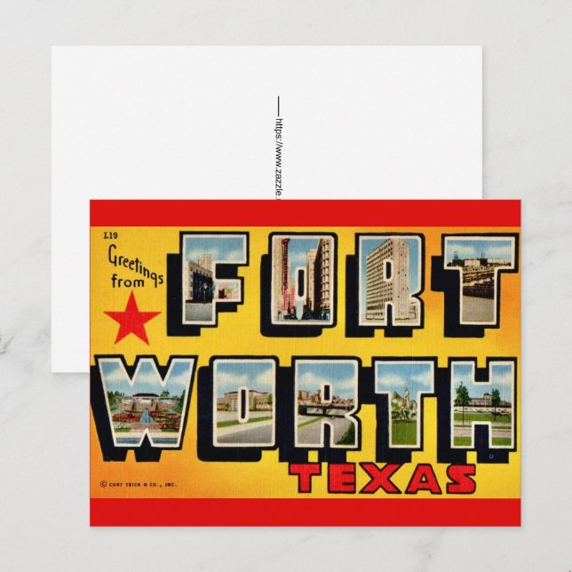 Fort Worth TX Postkarte (Vorne/Hinten)
