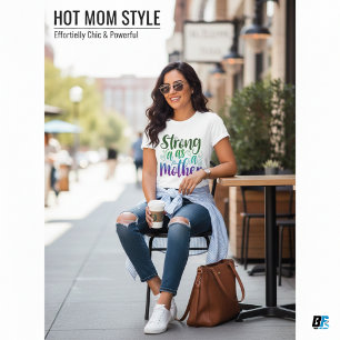 Forte comme une mère Noir Script moderne T-shirt