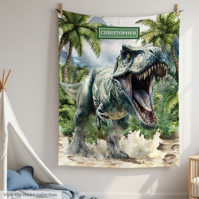Forte couverture Dinosaure Nom personnalisé Person (Strong Dinosaur Blanket Custom Name Personalized Boys)