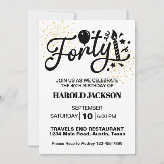 Fortieth Milestone Birthday Einladung