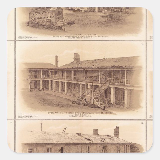Forts Sumter & Moultrie Quadratischer Aufkleber (Vorderseite)
