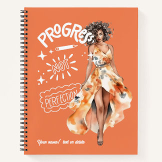 Fortschritt nicht Perfektion elegante Geschäftsfra Notizbuch