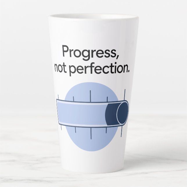 Fortschritt, nicht Perfektion Milchtasse (Vorderseite)