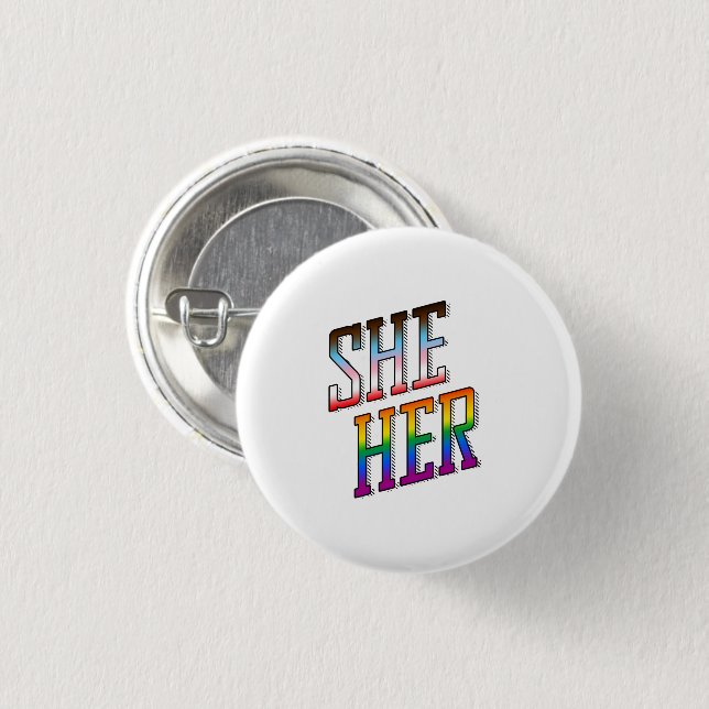 Fortschritt Pronomen Sie Ihr Button (Vorne & Hinten)