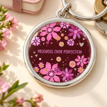 Fortschritt vor Vollkommenheit Pink Florale Inspir