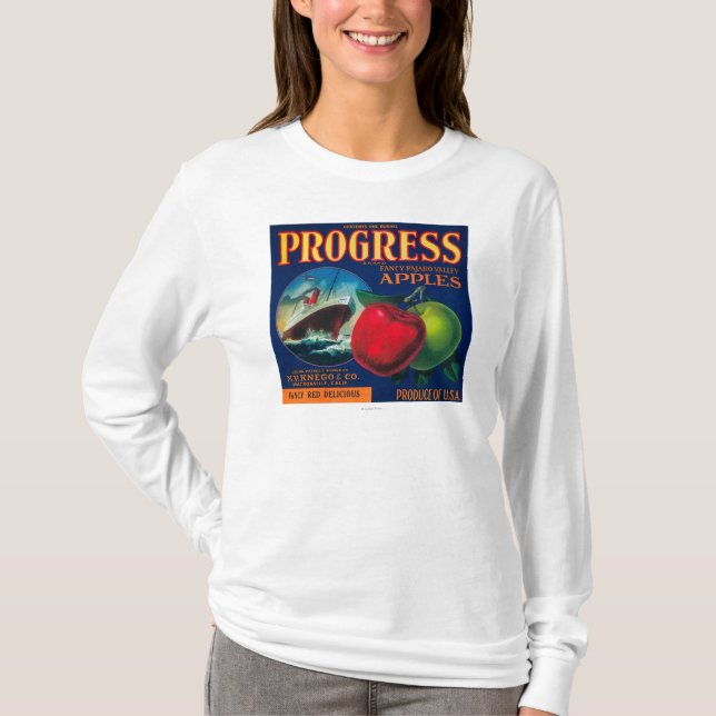 Fortschritts-Apple-Kiste LabelWatsonville, CA T-Shirt (Vorderseite)