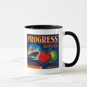 Fortschritts-Apple-Kiste LabelWatsonville, CA Tasse