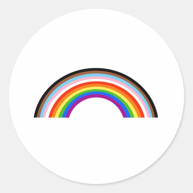 Fortschritts-Stolz-Gestreifter-Regenbogen-Bogen Runder Aufkleber (Vorderseite)