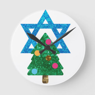 Fortsetzung Christmukah hanukkah Runde Wanduhr