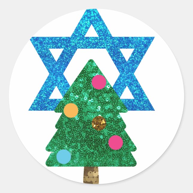 Fortsetzung Christmukah hanukkah Runder Aufkleber (Vorderseite)