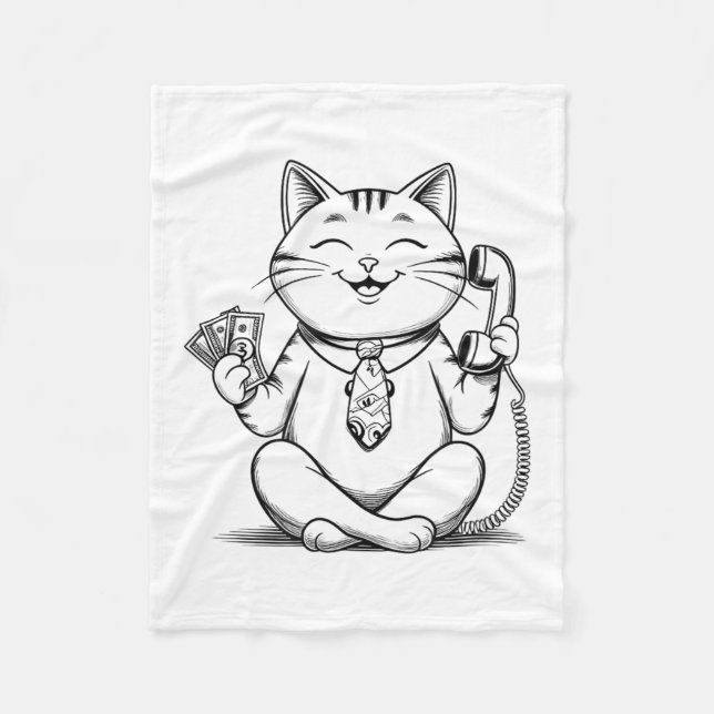 Fortune Kitty Meme Graphic Kawaii Maneki Neko Doll Fleecedecke (Vorderseite)