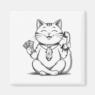Fortune Kitty Meme Graphic Kawaii Maneki Neko Doll Magnet
