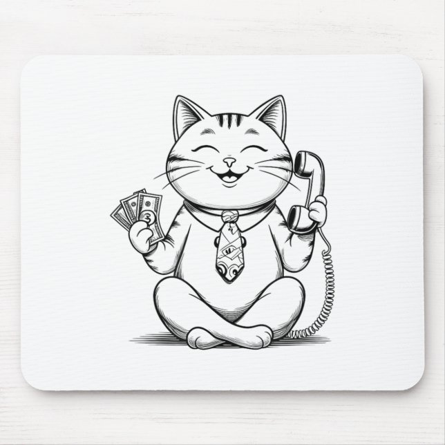 Fortune Kitty Meme Graphic Kawaii Maneki Neko Doll Mousepad (Vorne)