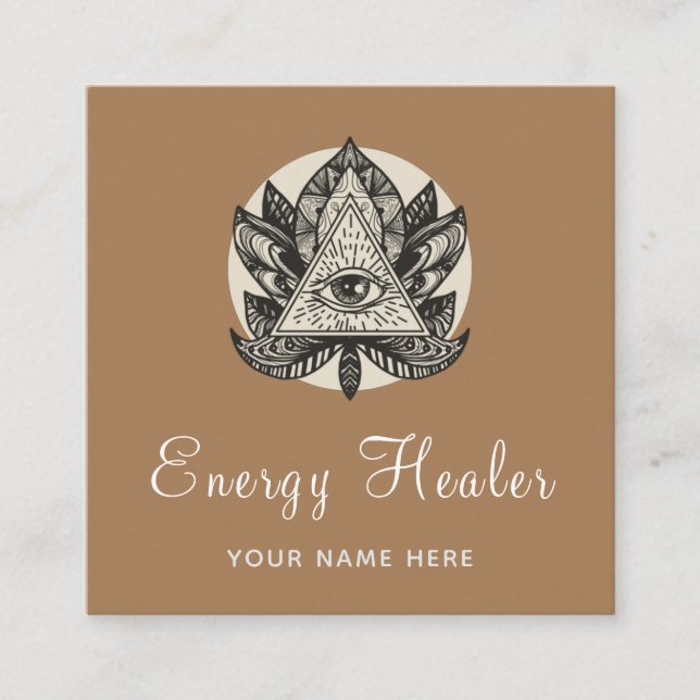 Fortune Teller Esoteric All Seeing Eye Lotus Beige Quadratische Visitenkarte (Vorderseite)