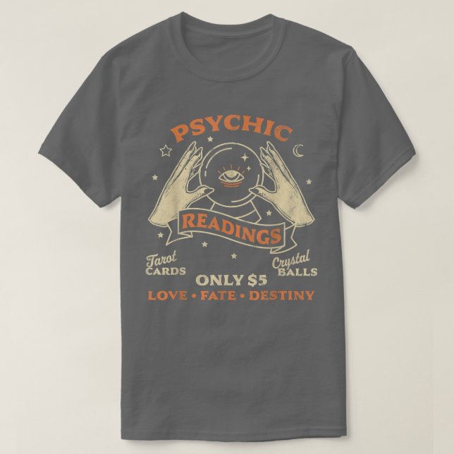 Fortune Teller Psychische Lesungen Tarot Kristallb T-Shirt (Design vorne)