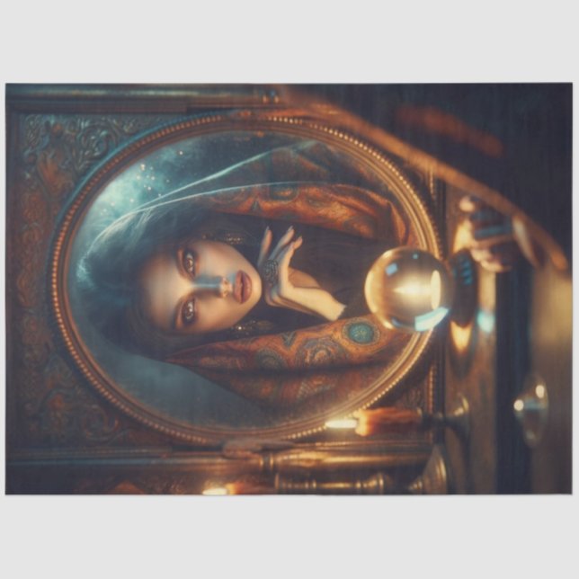 Fortune Teller Reflection - Mystical Decoupage Seidenpapier (Vorderseite)