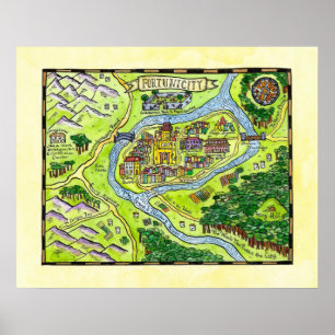 Fortunicity Fantasie-Karte Poster