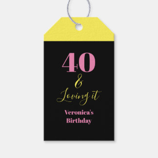 Forty and Loving It 40th Birthday Yellow Black Geschenkanhänger