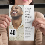 Forty Chic Photo 40th Birthday Party Invitation Einladung<br><div class="desc">Celebrate in style with these modern 40th birthday party invitations featuring a chic white background,  a photo of the birthday boy/girl,  the funny saying 'it took forty years to look this good!',  and a simple text template that is easy to personalize.</div>
