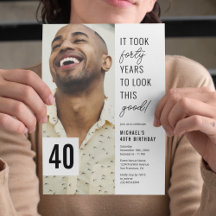 Forty Chic Photo 40th Birthday Party Invitation