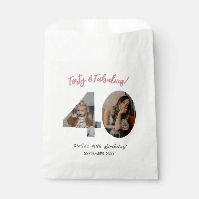 Forty & Fabulous Custom Photo 40th Birthday  Geschenktütchen (Vorderseite)