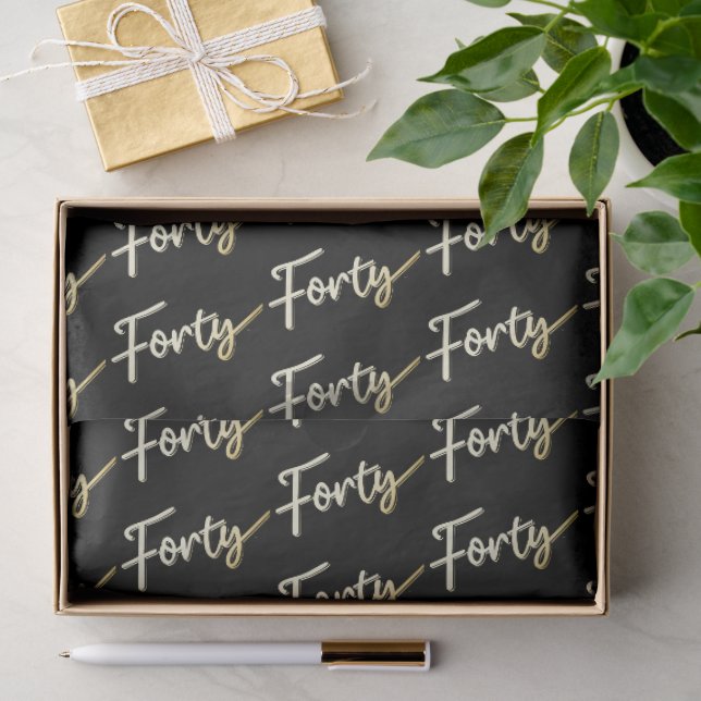 Forty gold on black birthday or annversary seidenpapier (Geschenk)