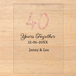 Forty years together black pink glitter bold lette acryleinladungen